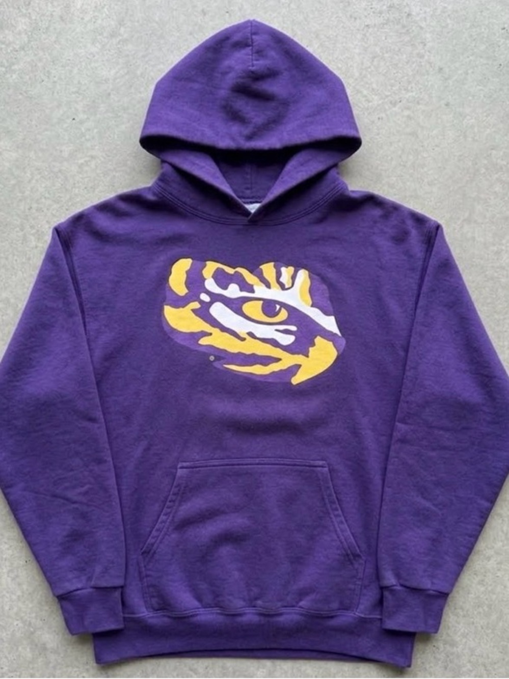 Men's Purple Pullover Hoodie with Yellow Eye Graphic